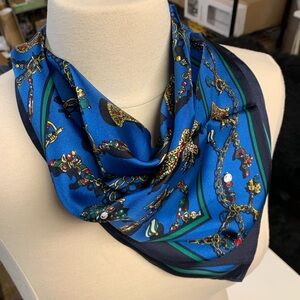 Elegant Blue Silk Scarf from Talbot’s (Holiday Themed)